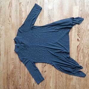 (L) Belldini High Low 3/4 Sleeve Flowy Viscose Blend Top Chest Cutout Assymetric